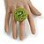 Shiny Lime Green Glass Bead Flower Stretch Ring/ 40mm Diameter - view 3