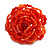 40mm Diameter/Carrot Red/Orange Glass Bead Layered Flower Flex Ring/ Size S - view 2