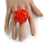 40mm Diameter/Carrot Red/Orange Glass Bead Layered Flower Flex Ring/ Size S - view 3