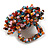 35mm Diameter/Multicoloured Glass Bead Layered Flower Flex Ring/ Size M - view 7