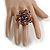 35mm Diameter/Multicoloured Glass Bead Layered Flower Flex Ring/ Size M - view 3
