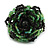 40mm Diameter/Black/ Spring Green Glass Bead Layered Flower Flex Ring/ Size S/M - view 4