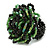 40mm Diameter/Black/ Spring Green Glass Bead Layered Flower Flex Ring/ Size S/M - view 5