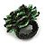 40mm Diameter/Black/ Spring Green Glass Bead Layered Flower Flex Ring/ Size S/M - view 6