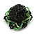 40mm Diameter/Black/ Spring Green Glass Bead Layered Flower Flex Ring/ Size S/M - view 7