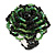 40mm Diameter/Black/ Spring Green Glass Bead Layered Flower Flex Ring/ Size S/M - view 2