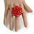 Brick Red Glass Bead Flower Stretch Ring/ 40mm Diameter - view 3