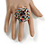 40mm Diameter/Multicoloured Glass Bead Layered Flower Flex Ring/ Size M/L - view 3