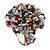 40mm Diameter/Multicoloured Glass Bead Layered Flower Flex Ring/ Size M/L