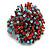 45mm Diameter Multicoloured Glass Bead Flower Stretch Ring/Light Blue/Red/Amber/Size M - view 4