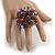 45mm Diameter Multicoloured Glass Bead Flower Stretch Ring/Light Blue/Red/Amber/Size M - view 3