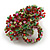 45mm Diameter Multicoloured Glass Bead Flower Stretch Ring/Green/Red/Pink/Amber/Size M - view 3