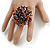45mm Diameter Multicoloured Glass Bead Flower Stretch Ring/Orange/Black/Pink/Blue/Size M - view 3