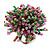 45mm Diameter Multicoloured Glass Bead Flower Stretch Ring/Green/Pink/Amber/Size M