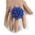 45mm Diameter Shiny Blue Glass Bead Flower Stretch Ring/ Size M/L - view 3