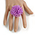 45mm Diameter Purple Pink Glass Bead Flower Stretch Ring/ Size S/M - view 3
