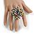 45mm Diameter Chunky Multicoloured Glass Bead Flower Stretch Ring/ Size M/L - view 3