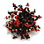 40mm Black/Red/Transparent Glass and Sequin Star Flex Ring/ Size M