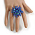45mm D Shiny Blue Glass and Sequin Star Flex Ring/Size M - view 3