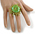 45mm Lime Green Shiny Glass and Sequin Star Flex Ring/Size M - view 3