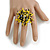 45mm Black/Yellow/Transparent Glass and Sequin Star Flex Ring/ Size M - view 3