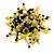 45mm Black/Yellow/Transparent Glass and Sequin Star Flex Ring/ Size M - view 2