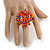 45mm Orange/Blue/Red Glass and Sequin Star Flex Ring/Size M/L - view 3