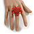 35mm D/Red Glass and Acrylic Bead Sunflower Stretch Ring - Size M - view 3
