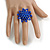 35mm D/Blue Glass/Acrylic Bead Sunflower Stretch Ring - Size M - view 3