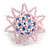 35mm D/Pastel Pink Glass and Light Blue Acrylic Bead Sunflower Stretch Ring - Size M/L - view 4