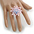 35mm D/Pastel Pink Glass and Light Blue Acrylic Bead Sunflower Stretch Ring - Size M/L - view 3