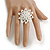 35mm D/Snow White Glass and Transparent Acrylic Bead Sunflower Stretch Ring - Size M - view 3