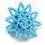 35mm D/Baby Blue Glass and Light Blue Acrylic Bead Sunflower Stretch Ring - Size M
