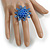 35mm D/Cornflowerblue Glass and Blue Acrylic Bead Sunflower Stretch Ring - Size M/L - view 3