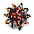 35mm D/Orange/Black/Pink/Blue Glass and Acrylic Bead Sunflower Stretch Ring - Size M