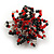 35mm D/Red/Black/Transparent Glass and Blue Acrylic Bead Sunflower Stretch Ring - Size M - view 4