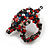 35mm D/Red/Black/Transparent Glass and Blue Acrylic Bead Sunflower Stretch Ring - Size M - view 5