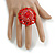 40mm Diameter/Red Glass Bead Daisy Flower Flex Ring/ Size M - view 3