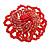 40mm Diameter/Red Glass Bead Daisy Flower Flex Ring/ Size M - view 2