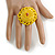 40mm Diameter/Banana Yellow Glass Bead Daisy Flower Flex Ring/ Size M - view 3