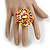 40mm Diameter/Gold/White/Brown/Red Glass Bead Daisy Flower Flex Ring/ Size M/L - view 4