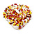 40mm Diameter/Gold/White/Brown/Red Glass Bead Daisy Flower Flex Ring/ Size M/L - view 3