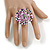40mm Diameter/Pink/White/Hematite Glass Bead Daisy Flower Flex Ring/ Size M - view 3