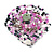 40mm Diameter/Pink/White/Hematite Glass Bead Daisy Flower Flex Ring/ Size M - view 2