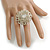 40mm Diameter/Transparent Glass Bead Daisy Flower Flex Ring/ Size M - view 3