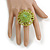 40mm Diameter/Lime Green Glass Bead Daisy Flower Flex Ring/ Size M - view 4