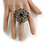 40mm Diameter/Hematite Grey Glass Bead Daisy Flower Flex Ring/ Size L - view 3