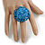 40mm Diameter/Aqua Blue Glass Bead Daisy Flower Flex Ring/ Size M - view 4