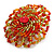 40mm Diameter/Orange/Red/Lime Green Glass Bead Daisy Flower Flex Ring/ Size M - view 4