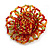40mm Diameter/Orange/Red/Lime Green Glass Bead Daisy Flower Flex Ring/ Size M - view 5
